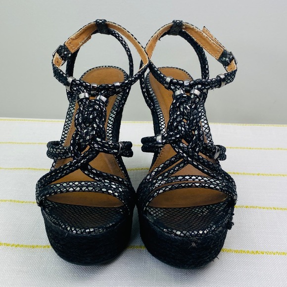 Adriana Barra Metallic Platform Espadrilles Womens 38 US 9 Made in Brazil Luxe - Picture 2 of 12